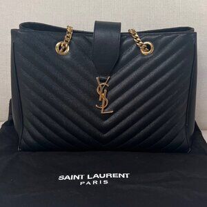 Saint Laurent Grain De Poudre Monogram Matelasse Chevron Bag Large